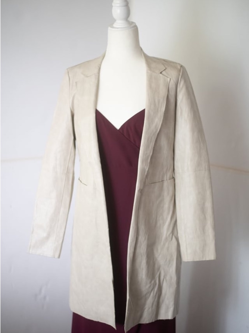 Symphony Light Beige Longline Blazer Jacket